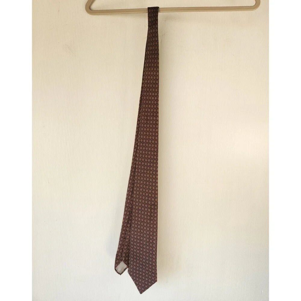 FJW Men's Woven Silk Geometric Tie Pointed Red Blue Gold